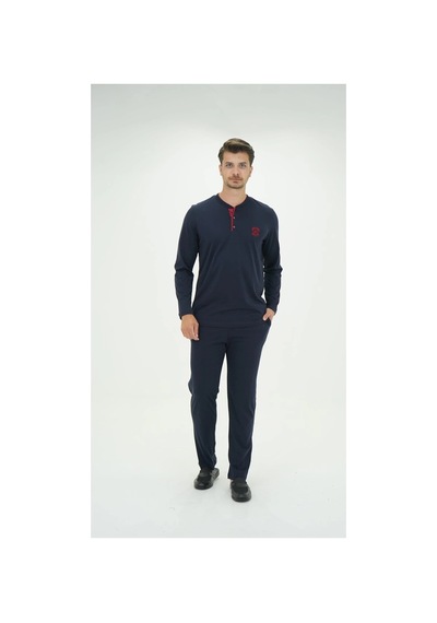 Moda Dua D's Damat 01005 Uzun Kol Pijama Takımı Lacivert