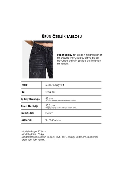 Itsbasic Kadın Koyu Füme 10s6-1 Süper Baggy Kemer Ve Yırtık Detaylı Özel Tasarım Denim Jean Itsbasic Kadın Koyu Füme 10s6-1 Süper Baggy Kemer Ve Yırtık Detaylı Özel Tasarım Denim Jean