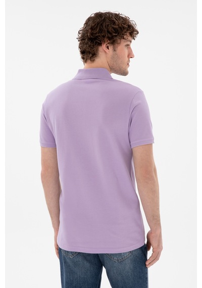 U.S. Polo Assn. Erkek Slim Fit Polo Yaka Lila Basic Tişört 50297984-VR034