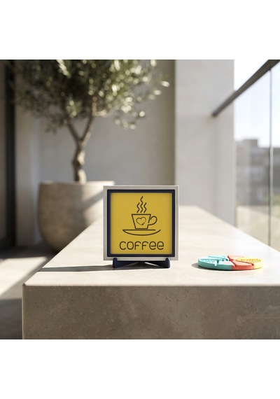 Modern Coffee Kalpli Dekoratif Parça, Çalışma Alanlarınıza Asalet Katan Zarif Dokunuş 10x10 Cm