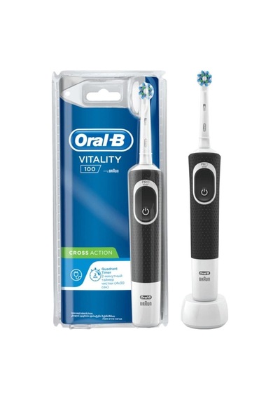 D100 Vitality Cross Action Şarjlı Diş Fırçası, Siyah