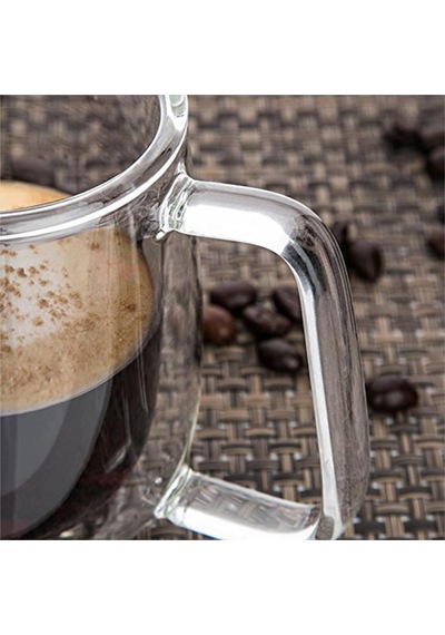 Çift Duvar Cam Kupa, Isı Yalıtımlı Bardak Bardak, Saplı 250 Ml, Çay Su Bardakları, Kahve, Süt, Cappuccino, Espresso, Şeffaf Bira, 2'li Set çok renkli