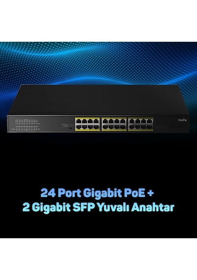 Cudy GS1028PS2 2 Port Sfp Vlan Cctv 24 Port Gigabit 300 W Poe+ Switch