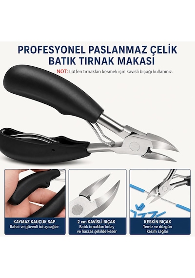 Valkyrie Profesyonel Batık Tırnak Makası Seti 5 Parça Paslanmaz Çelik Pedikür Seti B1pp