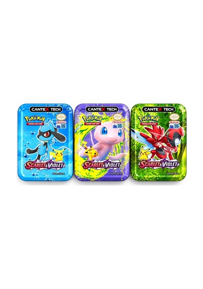 Cantex Tech Pokemon Scarlet & Violet Metal Kutu Karışık Gönderilir 3 Kutu 110-150 Kart Booster V-max - V-star - Standart Kart