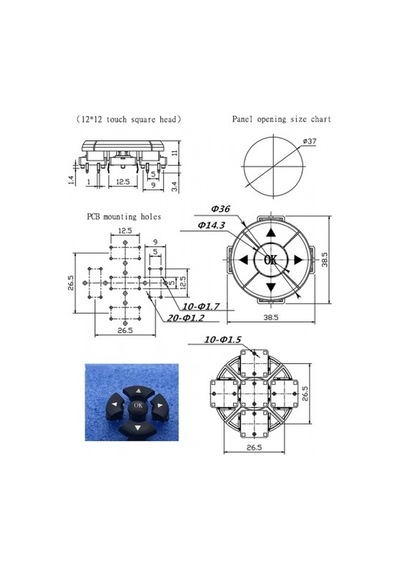 Devremarkt 4 Yön Ok 12x12mm Buton 1 Set Navigasyon 5 Buton 5 Başlık 4 Yön Tamam Anahtar Tuş Takımı Kumanda