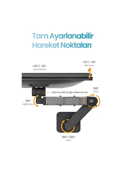 24-57 Armada Ultrawide Ekran Monitör Kolu 30 Kg Kapasiteli Vesa Uyumlu Tam Hareketli Monitör Standı