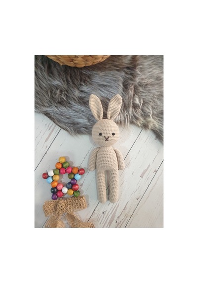 Amigurumi Örgü Oyuncak Uyku Arkadaşı Minik Tavşan Renkli Kahverengi