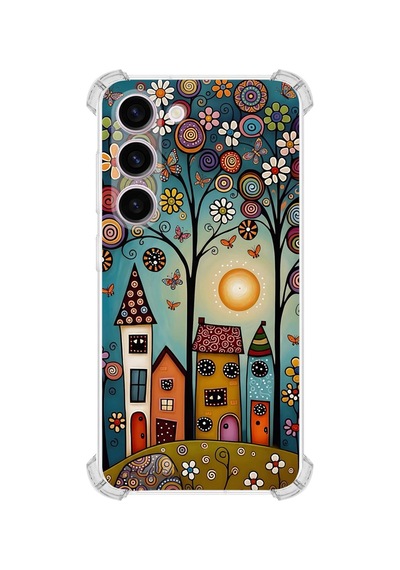Printify Samsung Galaxy S23 Plus İle Uyumlu Düşlerin Dansı Serisi Gece Senfonisi Tasarımlı Uv Baskılı Köşe Korumalı Antişok Kılıf Şeffaf