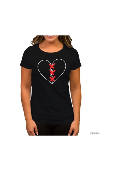 Xxx Tentection Broken Hearth Siyah Kadın Tişört