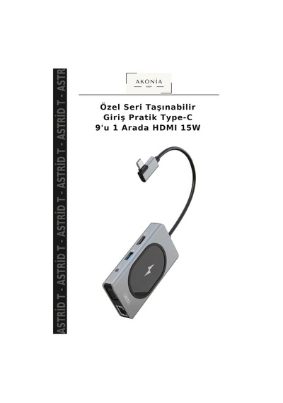 Özel Seri Taşınabilir Giriş Pratik Type-c 9'u 1 Arada Hdmı 15w