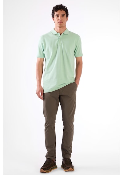 Dufy Mint Yeşili Polo Yaka Pamuklu Düz Renk Slim Fit Erkek T-shirt Mint Yeşili