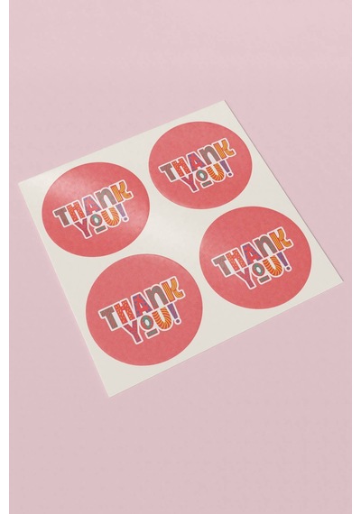 Thank You Renkli Yuvarlak Teşekkür Etiketi Sticker 3x3cm St2099 Çok Renkli