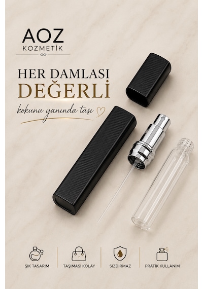Siyah Parfüm Dolum Seti Doldurulabilir Mini Parfüm Şişesi Cep Parfüm Şişesi Taşınabilir Parfüm Şişesi 12ml
