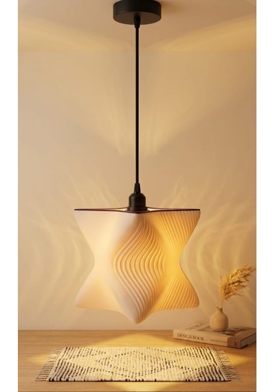 Neslidekor Modern 3d Tasarım Geometrik Sarkıt Abajur - Antre Ve Salon Tipi Avize - Beyaz Beyaz
