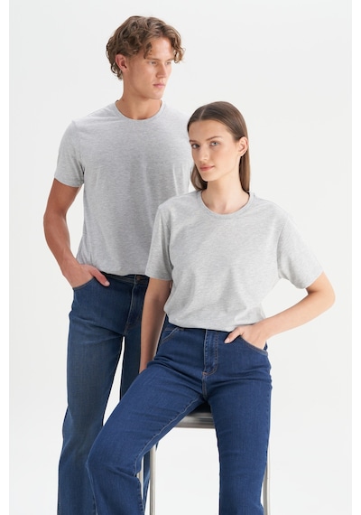 AC&Co / Altınyıldız Classics 4A4800000001GMJXS Slim Fit Bisiklet Yaka Pamuklu Erkek Tişört Gri Melanj