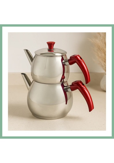 Bşkvirgo Büyük Aile Çelik Çaydanlık Seti Üst 1.2l / Alt 2l Bsk2026 Çok Renkli