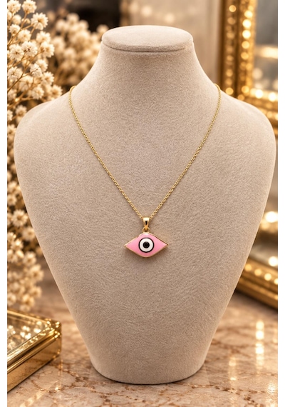 Pembe Göz Altın Kolye