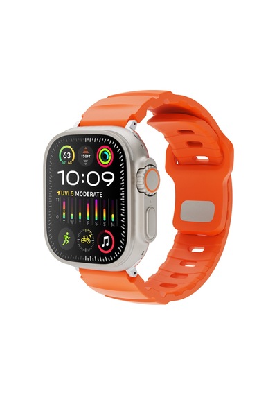 Lexroo Apple Watch 44mm Silikon Kordon - Turuncu