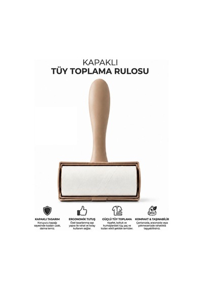 Tüy Toplama Rulosu - Kapaklı - Ergonomik - Taşınabilir Sarı