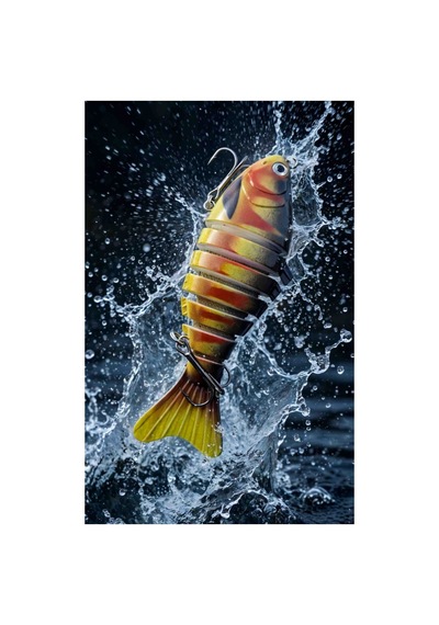 7 Parçalı Eklemli Swimbait 10 Cm 15 Gr Yüzüşlü 3d Gözlü Sarı Turuncu At Çek Avcı Balık Yemi