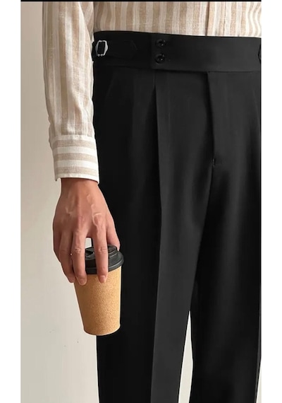 Yeni Sezon Premium Pileli Basic Likralı Duble Paça Kumaş Pantolon Siyah