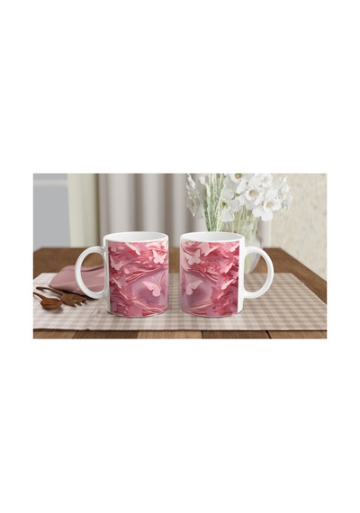 Pembe Rüyalar Kelebek Temalı Baskılı Kupa Bardak Renkli