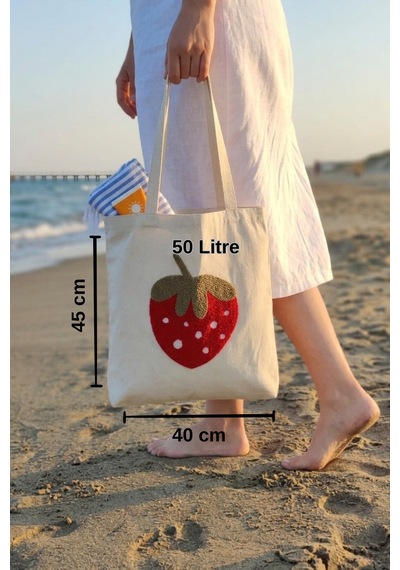 Cix Short Tagline Punch Desenli Büyük Boy Piknik Ve Plaj Çantası Kum Geçirmez 40x45x15 Cm Yeşil-kırmızı - 888475562 Yeşil-kırmızı