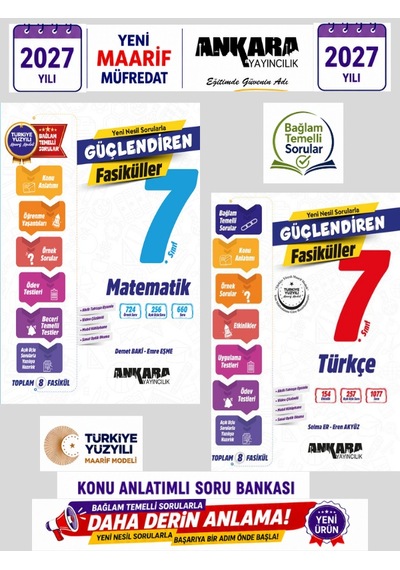 2027 7.sınıf Matematik-türkçe Konu Anlatımlı Bağlam Temelli Soru Bankası Fasikül %100 Yeni Müfredat