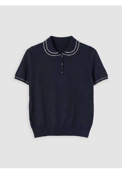 Lcw Comfort Lacivert Polo Yaka Kadın Triko Kazak