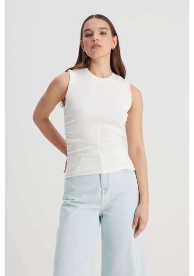 Lee Slim Fit Dar Kesim Bisiklet Yaka Kırık Beyaz Tişört L241628102