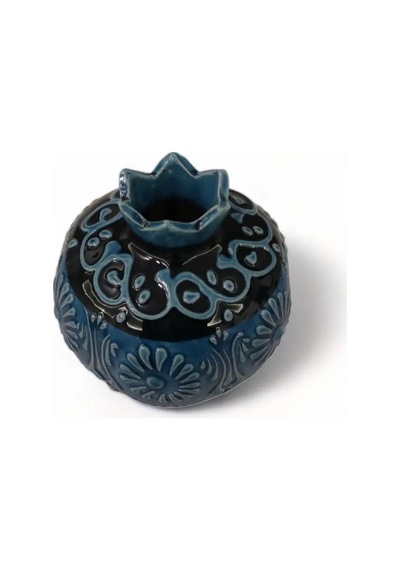 Çini Turkuaz Nar Masaüstü Süsü 8x8 Cm Mavi