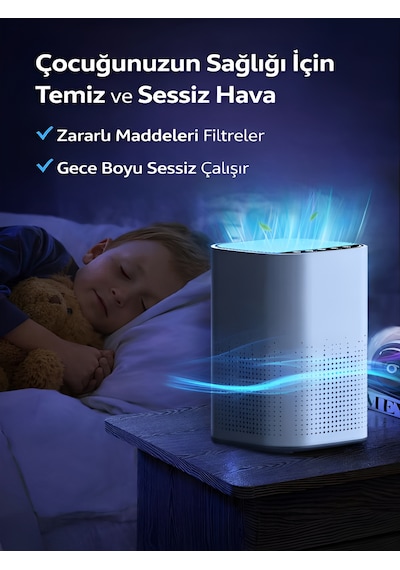 150 M³ Hacim Akıllı Hava Temizleyici 3 Katmanlı Hepa Hava Filtreli Temizleme Makinesi - Sessiz Beyaz
