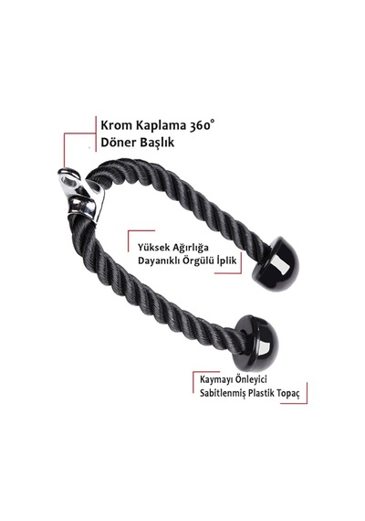 Hummel Krom Kaplama Çelik Kopçalı Profesyonel Triceps Çekiş Halat