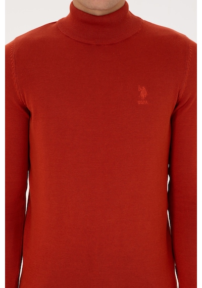 U.S. Polo Assn. Erkek Slim Fit Yarım Balıkçı Yaka Kiremit Basic Kazak 50307783-VR031 U.S. Polo Assn. Erkek Slim Fit Yarım Balıkçı Yaka Kiremit Basic Kazak 50307783-VR031