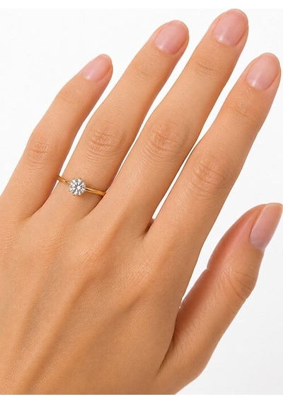 8 Ayar Altın Sade Işıltı Model Kadın Yüzük