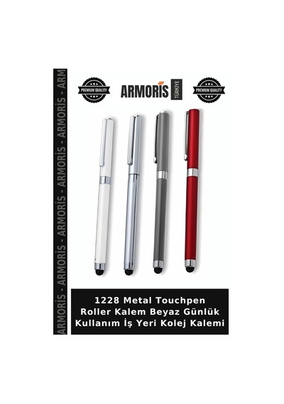 1228 Metal Touchpen Roller Kalem Beyaz Günlük Kullanım İş Yeri Kolej Kalemi Çok Renkli