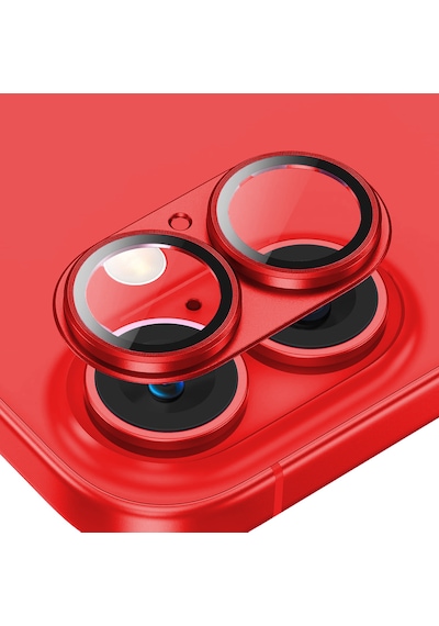 Apple Uyumlu iPhone 16/16 Plus Lens Koruyucu Halka Set-al3130 Kırmızı