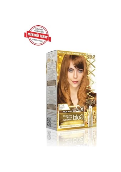 Maxx Deluxe Gold Serisi 24k Altın Parçacıklı Serum İle 1 Kutu 2 X 50 Ml Ve Geliştiriciler Saç Boyası Karamel 8.73