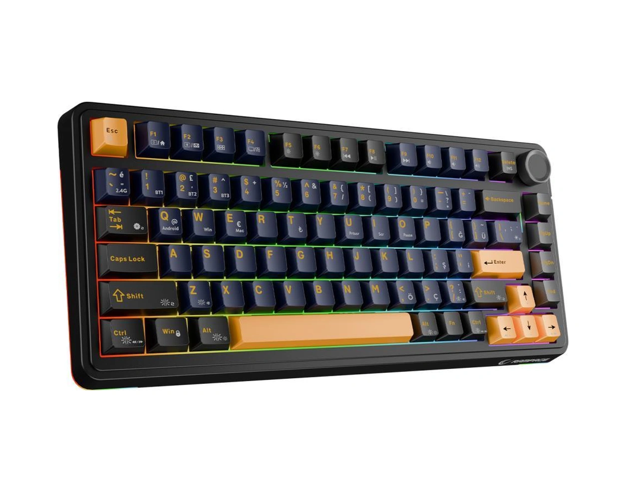 Rampage Quell Siyah Hot Swap 2.4g + Bt Wireless Rgb Gasket Oil Switch Türkçe Q Pbt Keycaps Mekanik Klavye