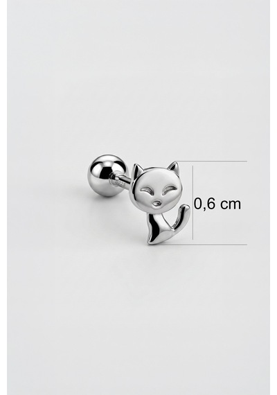 Yavru Kedi 18 Ayar Beyaz Altın Kaplama Gümüş Tragus-helix Piercing