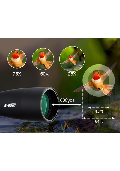 Svbony Sv28 75x Zoom Teleskop Monoküler Su Geçirmez Dürbün Çanta + Tripod Ve Telefon Tutucu Hed