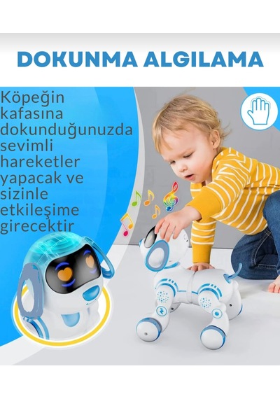 Uzaktan Kumandalı Şarjlı Çok Fonksiyonlu Eğitici Ve Öğretici İnteraktif Akıllı Robot Kedi-köpek Beyaz