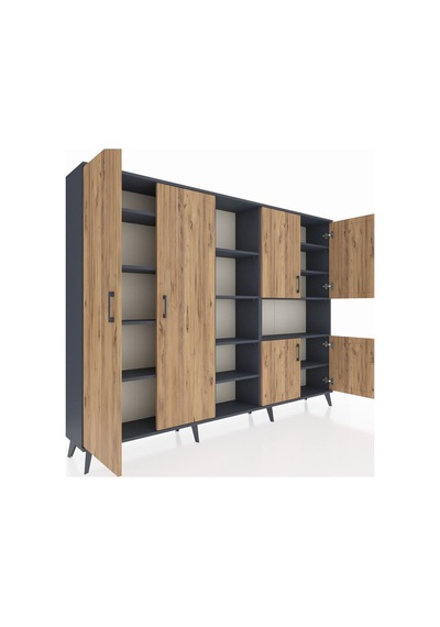 Arges Dolap 13 Raflı 6 Kapaklı 220x30x163 Antrasit-çam/antrasit Atlas Çam/antrasıt - Antrasıt Arges Dolap 13 Raflı 6 Kapaklı 220x30x163 Antrasit-çam/antrasit Atlas Çam/antrasıt - Antrasıt