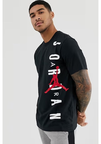 Nike Jordan Jumpman Vertical Air Stretch Crew Tee Erkek Logolu Tişört Siyah Gri