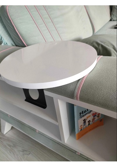 Beyaz Yan Sehpa Koltuk Yanı Sehpa Ayarlanabilir Tepsi 34 Cm Geniş
