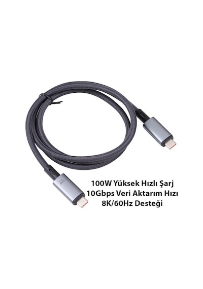 Ally Usb 3.2 100w Type-c To Type-c 8k Görüntü-data Ve Ultra Hızlı Şarj Kablosu 1 Metre- 5775