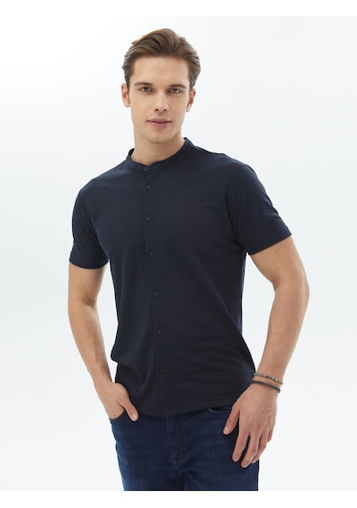 Lacivert Düz Regular Fit Casual Gömlek Lacivert