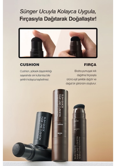 Suya Ve Tere Dayanıklı, Saç Cushion Topik + Fırça Dashu Daily Slim Quick Hair Line Cushion Black