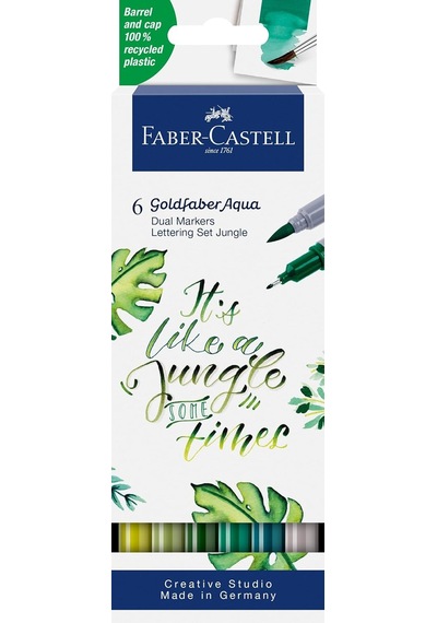 Faber-castell Goldfaber Aqua Çift Uçlu Markör, Kaligrafi, 6'li Jungle Genel